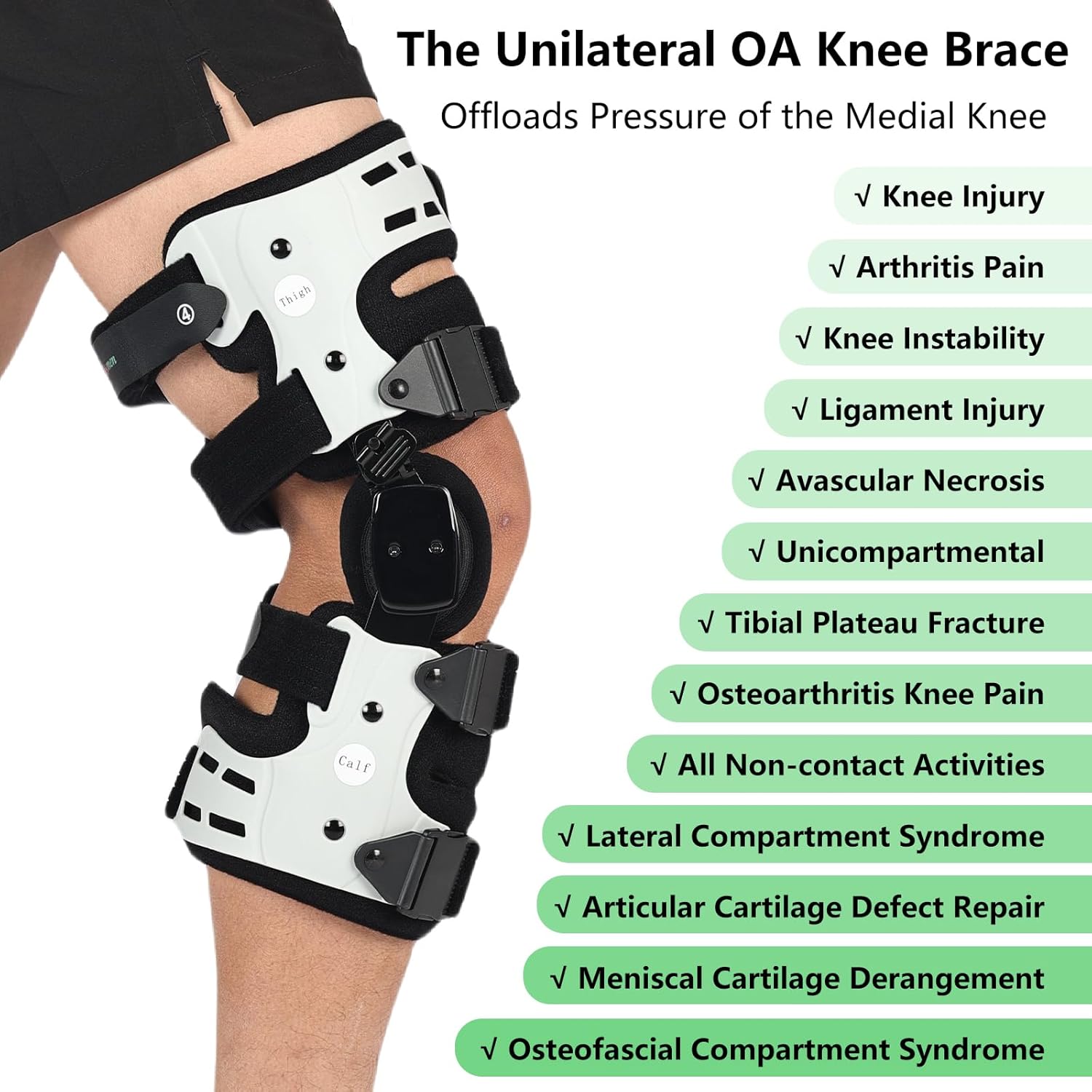 OA Unloader Knee Brace, Adjustable Metal Medial & Lateral Valgus Knee Support