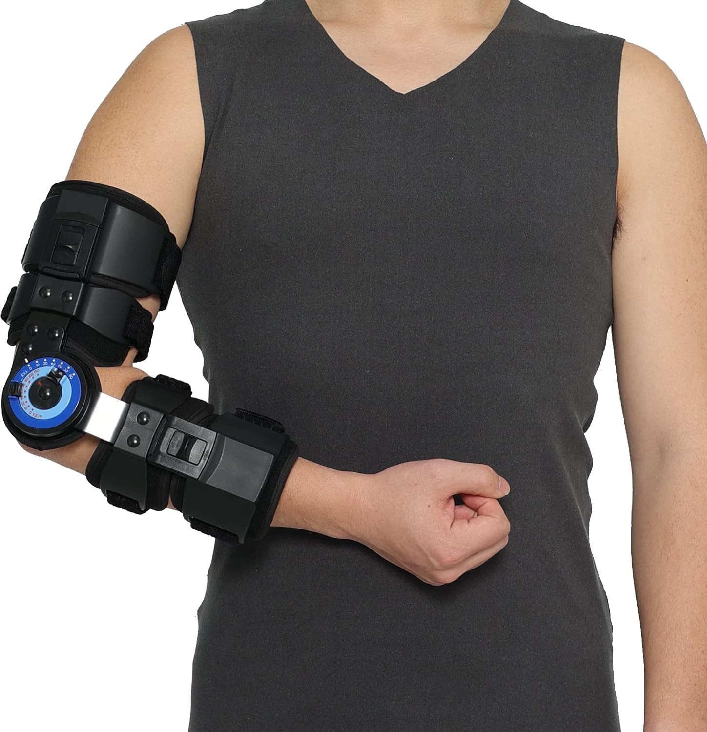 Hinged ROM Elbow Brace, Adjustable Post OP Elbow Brace Stabilizer Splint Arm Injury